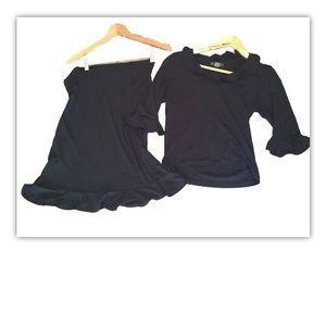 Banana Rep Girl Women Black Shirt & Skirt - Long Sleeve Short Skirt S S Kidcore